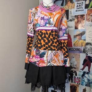 Abstract Floral Cowl Bohemian Top